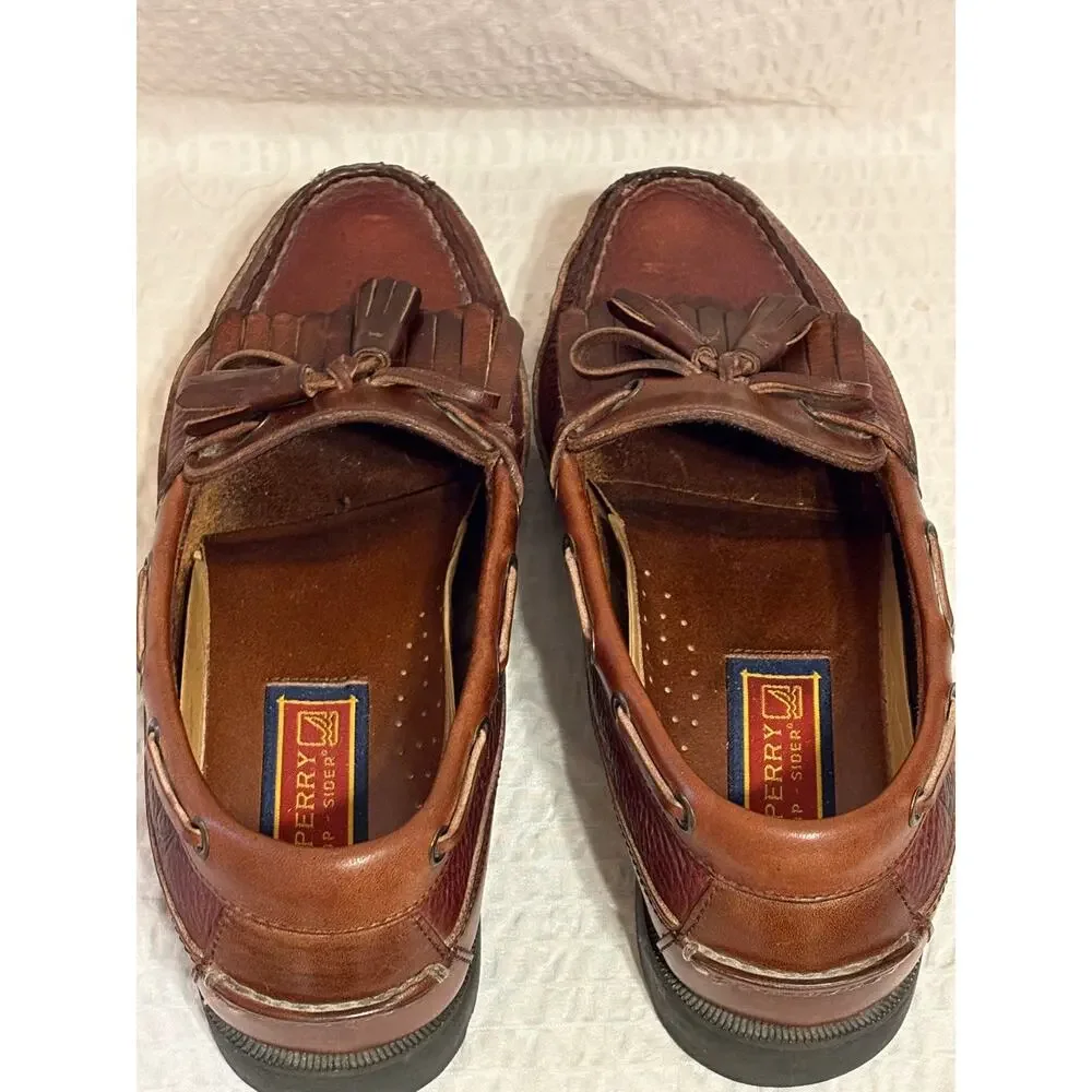 Sperry Top-Sider Lakewood Kiltie Tassle Boat Shoes Loafers Brown Leather Mens 10